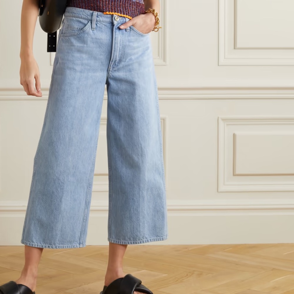 FRAME DENIM le Italien cropped high-rise wide-leg jeans